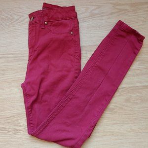 Red High Rise Skinny Crop pants